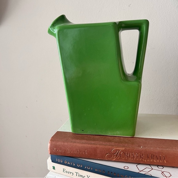 OXFORD USA Pottery Pitcher Jug green Mid Century Modern Watering Can Made in USA - Picture 2 of 7